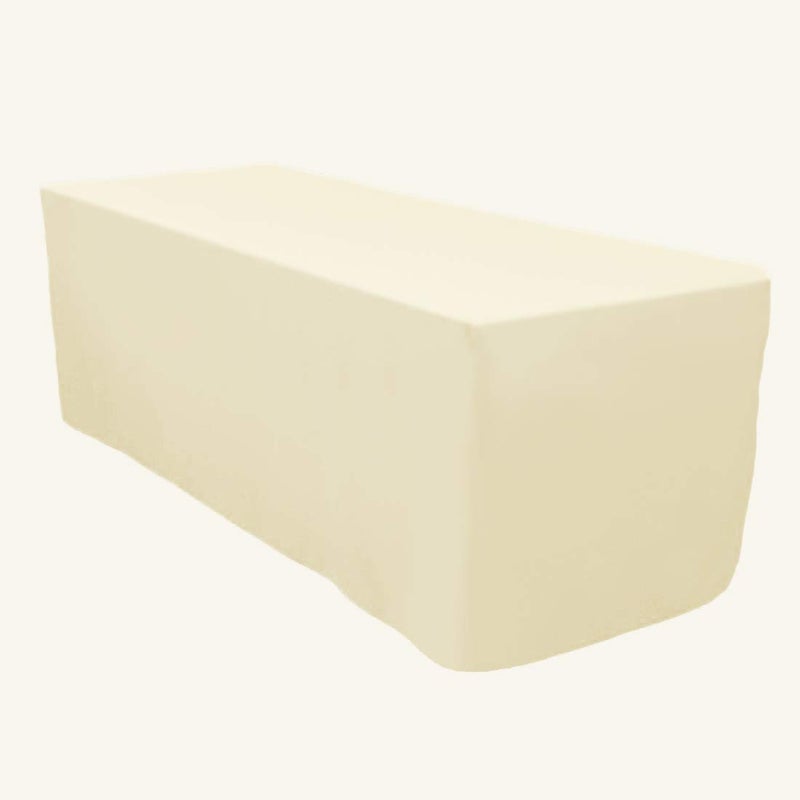 Surmente Ivory Fitted Tablecloths for 6 Foot Rectangle Tables, Ivory Table Covers for Weddings, Banquets, or Restaurants - Image 1